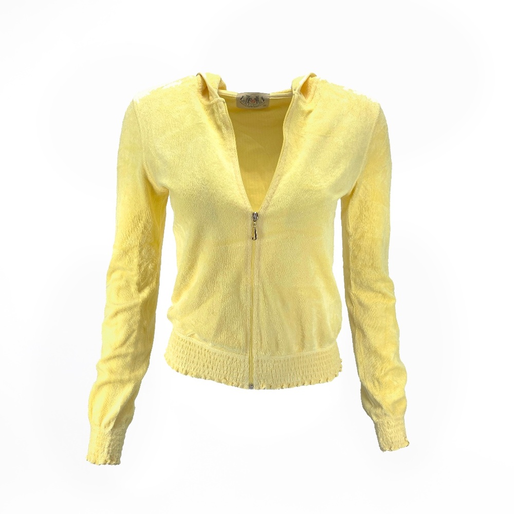 EUC Authentic Vintage Rare Y2K 2003 Yellow Juicy Jacket ruffled stretchy waist